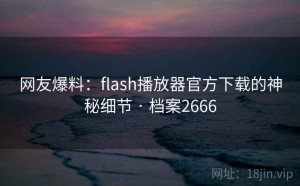 网友爆料：flash播放器官方下载的神秘细节 · 档案2666